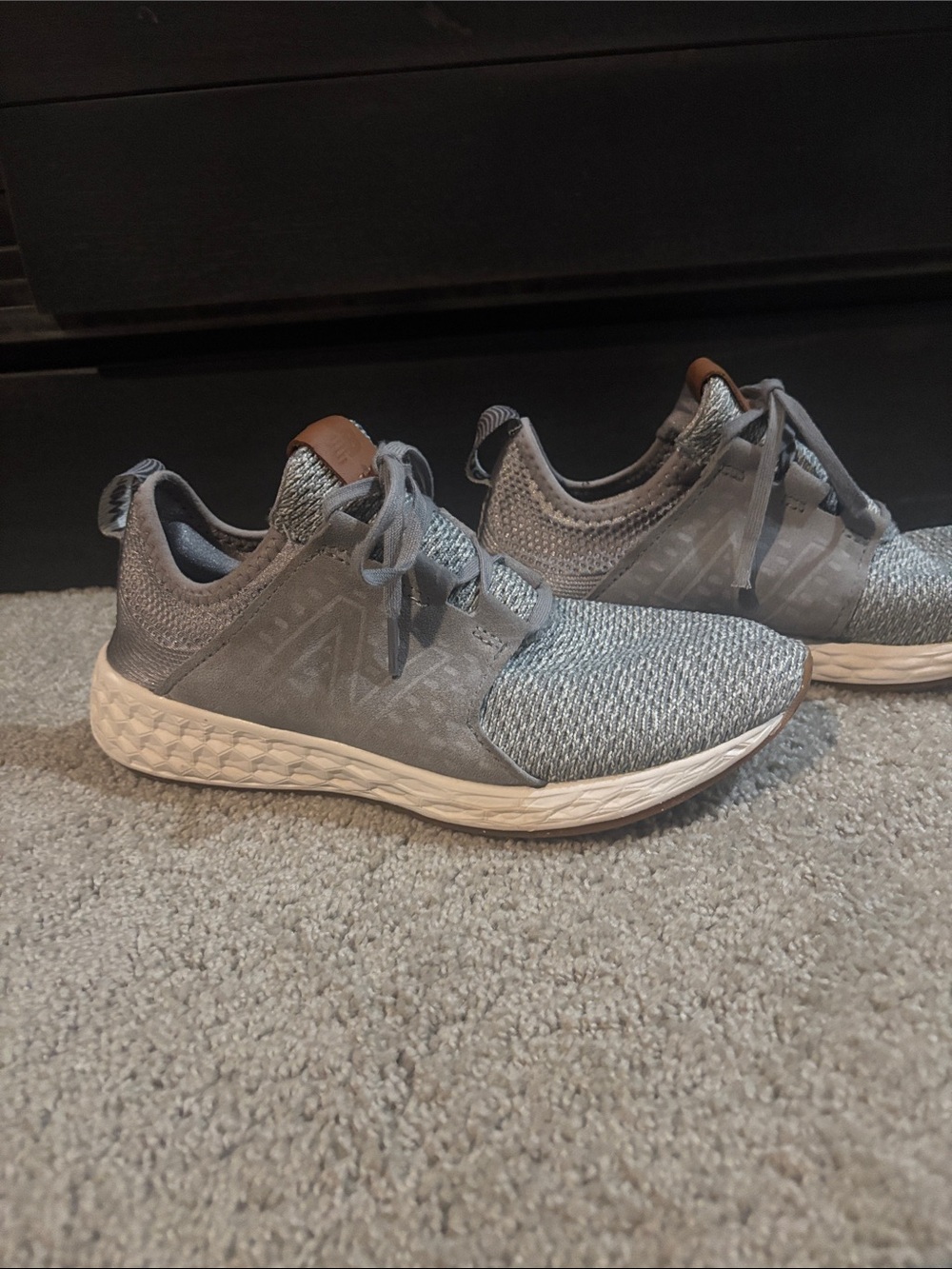 Women’s New Balance Grey Knit Athletic Sneakers